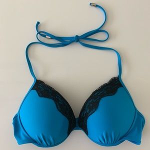 Victoria’s Secret Blue Bikini Set with Black Lace